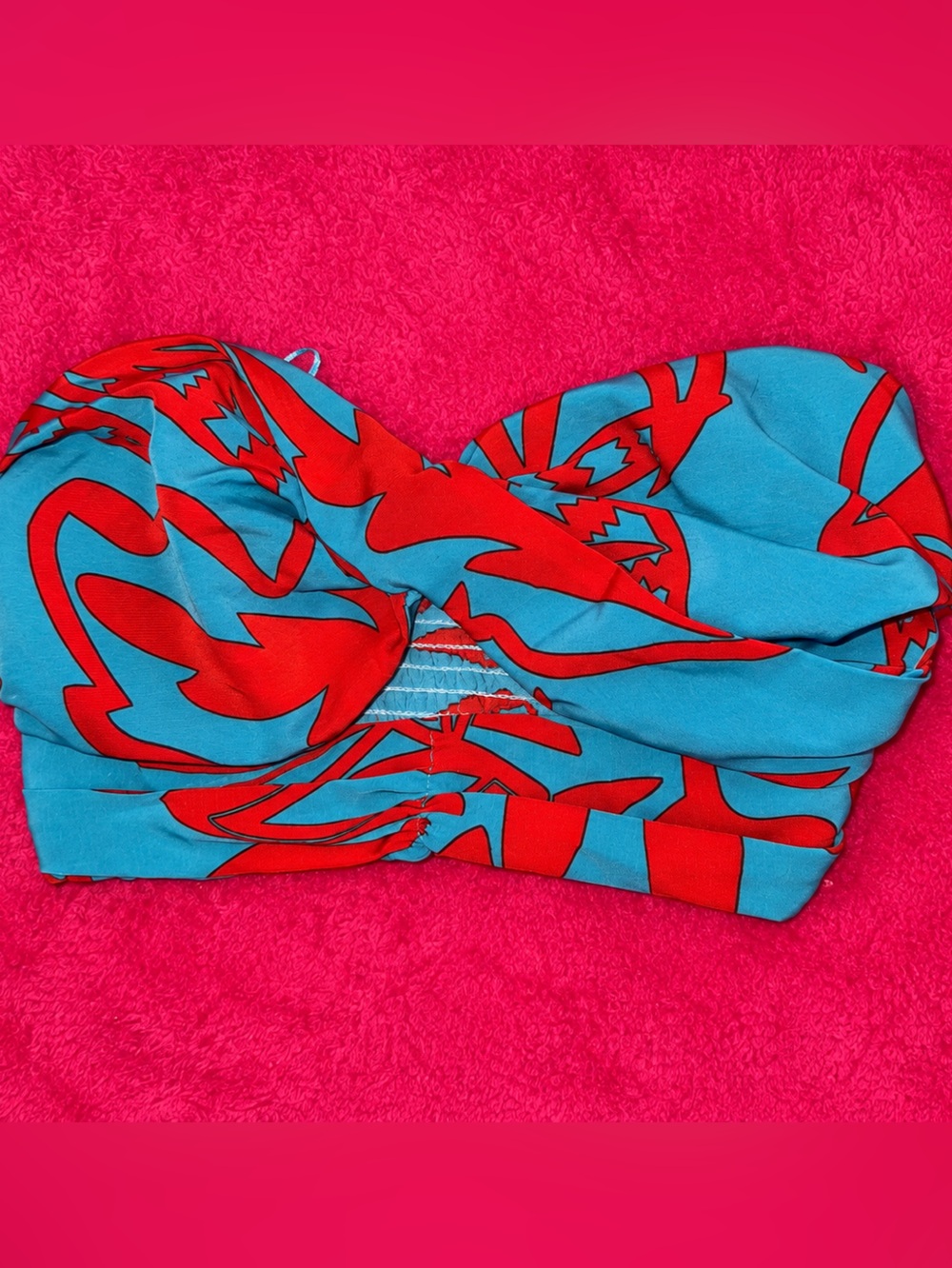 Women Abstract Blue & Red Crop Top